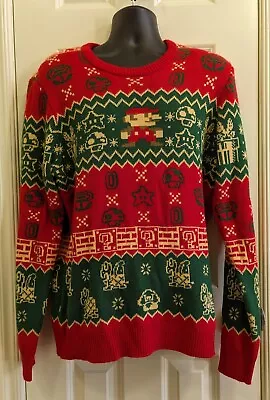 Super Mario Brothers Sweater Men's Size XL Red Green Nintendo Crew • $44.95