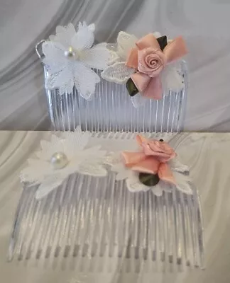 1 Pair Flowers And Lace Hair Comb Slides   • £2.25