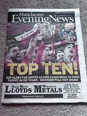 Manchester Evening News Manchester United Carabao Cup Winners 2022-2023 27/2/23 • £9