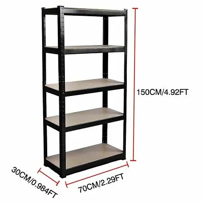 5 Tier Storage Shelving Shelves Metal Racking Unit Tools Garage Garden Shop Shed • £23.40