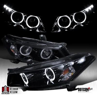 Fit 2008-2012 Honda Accord 2Dr Coupe Black Smoke LED Halo Projector Headlights • $219.99