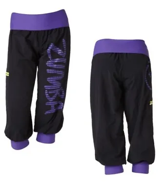 Zumba Up Down Capri Cargo Pants ‘Open Package’ Black & Purple XS - UK 6-8 UNWORN • £15