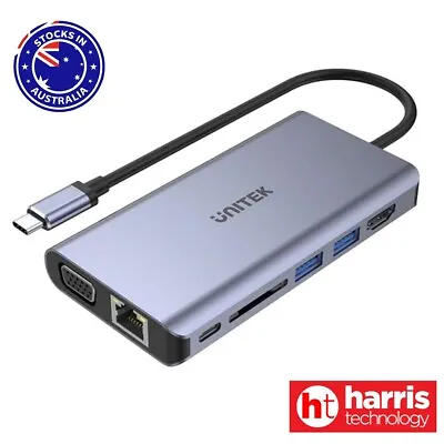 UNITEK D1019B UHUB O8+ 8-in-1 USB-C Dual Display Hub With USB 5Gbps And PD 100W • $51.35