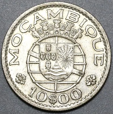 1952 Mozambique 10 Escudos XF Portugal Colony Silver Coin (24010705R) • $19.99