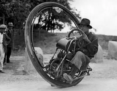 1931 One Wheel Motorcycle Cool Transportation Old Photo 8.5  X 11  Reprint • $13