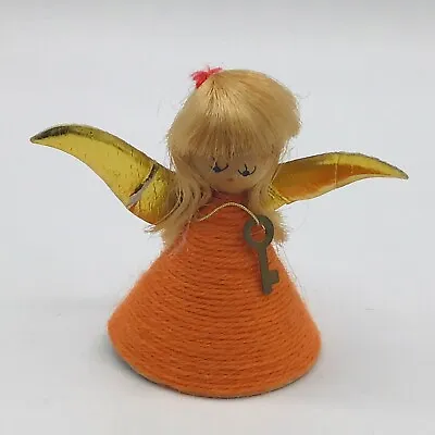 VTG Christmas Japanese Angel Yarn Cone Decor MCM Real Hair 60’s Key Foil Wings • £27.50