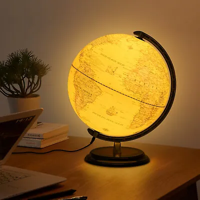 12  Illuminated World Globe 720° Rotating Education Cartography Map W/ LED Light • $48.40