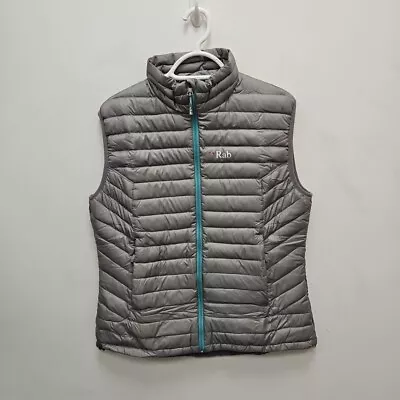 RAB Womens Microlight Down Puffer Vest Gilet Bodywarmer Pertex Nikwax Grey UK 14 • £79.99