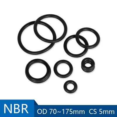 Silicone Rubber O Ring NBR CS 5mm OD 70mm-175mm Gasket Oil Resistant Washer • £2.75