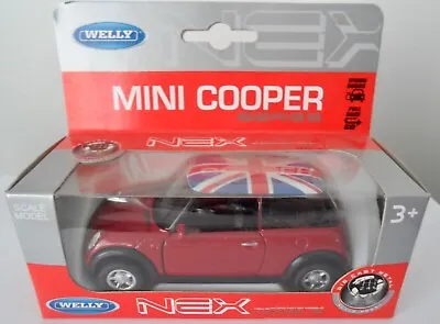 Welly Die Cast NEX Red Mini Cooper Union Jack Roof Series Scale Model- Pull Back • £7.80