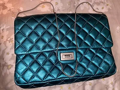Chanel Metallic Teal Quilted Leather Reissue 2.55 Classic 226 Flap Bag • £1650