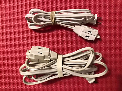 2 Pc. 15ft. & 6ft. White Two Prong US Household Extension Cord With 3 Outlets • $5.43