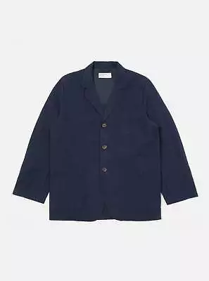 Universal Works Five Pocket Jacket In Navy Nebraska Cotton • £89