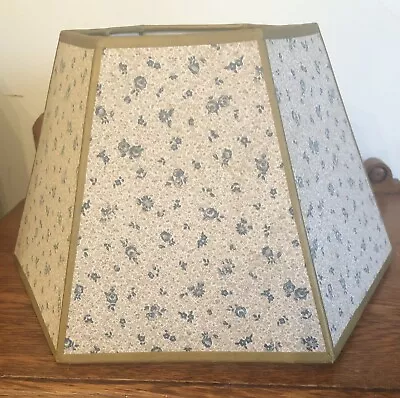 Vintage Hexagon Fabric Paper Lampshade Lamp Shade Hard To Find Tiny Blue Flowers • $32