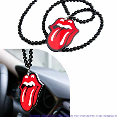 Acrylic ABS Rolling Stones Tongue Car Rear View Mirror Hanging Pendant Necklace • $8.99