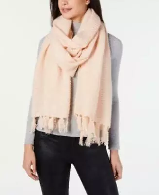 MSRP $30 Cejon Solid Travel Fringed Scarf Pink One Size • $17.09