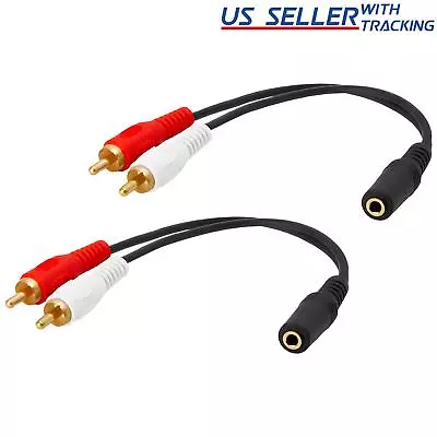 2 Pack 3.5mm Audio To 2 RCA Cable 1/8  Stereo Female To 2RCA Male Y Splitter Aux • $6.29