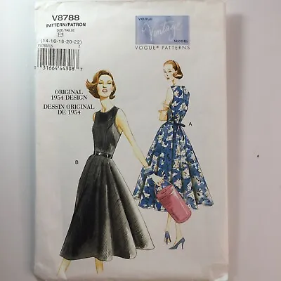 Vogue 8788 High Neck Retro Sleeveless Dress Full Retro Ladies New Uncut Pattern • £17.50