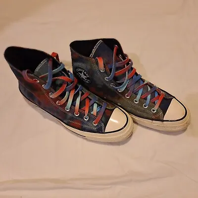 Converse Chuck Taylor 1970s Hi  Tie Dye Plaid 168752c Trainers Uk 9.5 Eur 43 • £45