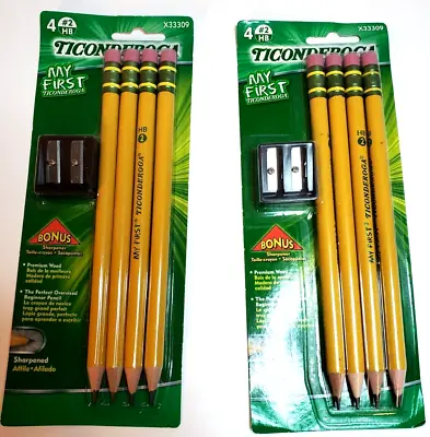 Beginner Wooden #2 Pencils W/ Sharpeners My First Ticonderoga 2 Sets Of 4 (8) • $5.97