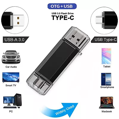 Type C Flash Drive 64GB 128GB 2 In 1 OTG USB 3.0+USB C Memory Stick Thumb Drive • $9.99