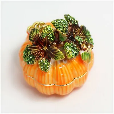 $14.99 • Buy Bejeweled Enameled Veggie Plants Trinket Box/Figurine With Rhinestones-Pumpkin