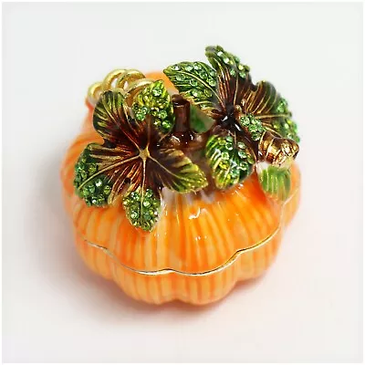 $14.99 • Buy Bejeweled Enameled Veggie Plants Trinket Box/Figurine With Rhinestones-Pumpkin