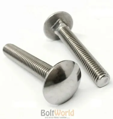 M5 A2 Stainless Steel Carriage Bolts / Cup Sqaure Coach Screws Bw • £5.48