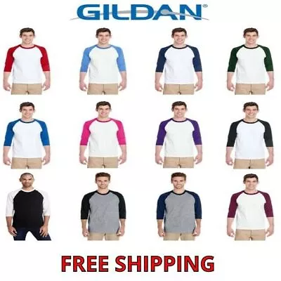 Gildan Heavy Cotton Three-Quarter Raglan Sleeve Baseball T-Shirt - 5700 XS-3XL • $12.99