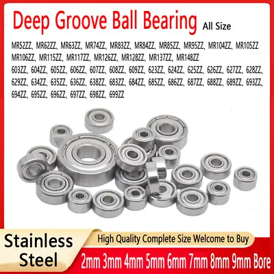 Stainless Steel Deep Groove Ball Bearing Miniature Shielded Bearing Bore 2-9 Mm • $2.49