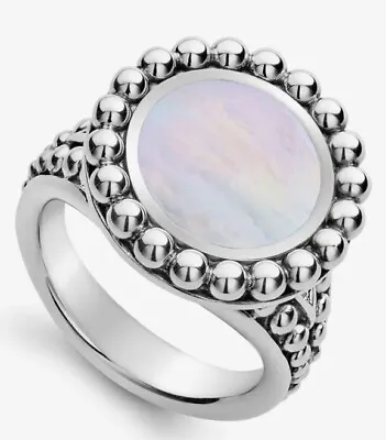 LAGOS Maya Caviar Mother Of Pearl Circle Ring In Sterling Silver Size 7 • $237.99