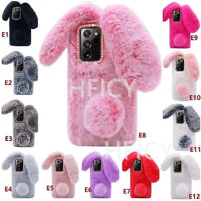 Cute Soft Girly Phone Case Bunny Fuax Rabbit Fluffy Furry Women Protective Cover • £11.98
