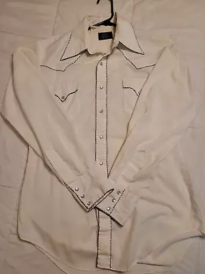 Vintage Sears Western Wear Pearl Snap Button Up Shirt - White • $18.19