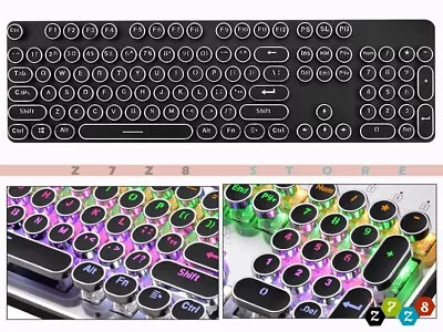 104 Mechanical Keyboard Round Steampunk Keys Fo Gaming Typewriter Keyboard Black • $19.80