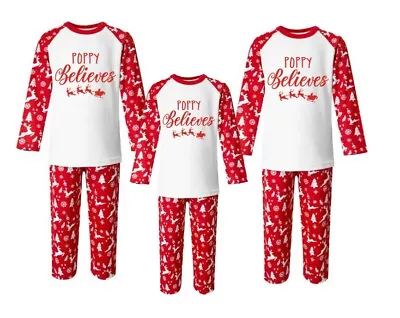 £16.99 • Buy Personalised Christmas Pyjamas Set Red Reindeer - PJs Family Adults Kids Custom