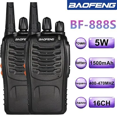 $45.99 • Buy 2 Way Radios Walkie Talkie BF-888S UHF 400-470MHz 5W 16CH Portable Two-Way Radio