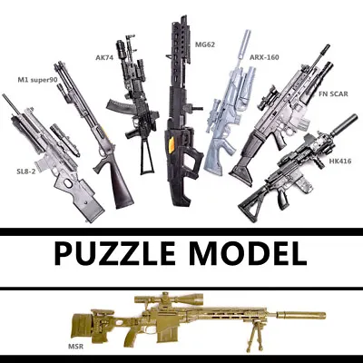 1/6 Scale HK416 AK74 MG62 Toy Gun Model Rifle Puzzle Building Bricks Gun Weapon • £2.39