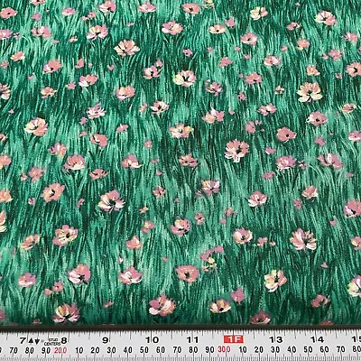 Vintage 1997 Hi-Fashion Fabrics Florals Grass Cotton Fabric By The Half Yard • $5.75