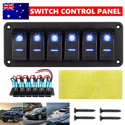 6 Gang 12V Switch Panel Rocker Control LED ON OFF Toggle For Boat Marine Yacht • $29.95