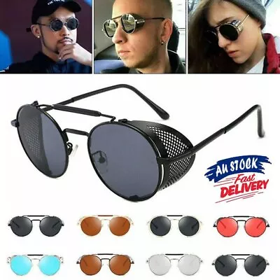 $16.96 • Buy Vintage Retro Steampunk Sunglasses Side Shield Hipster Round Designer Glasses