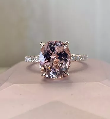 2.40Ct Oval Cut Natural Morganite Solitaire Ring 14K Rose Gold Silver Plated • $182.59