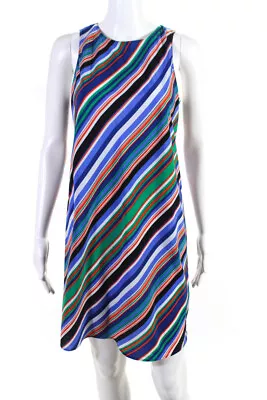 Halogen Womens Striped Round Neck Sleeveless Dress Multicolor Blue Size Small • $2.99