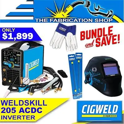 Cigweld Weldskill 205 ACDC Bundle - Welder Helmet Gloves Electrodes W1008205 • $1899
