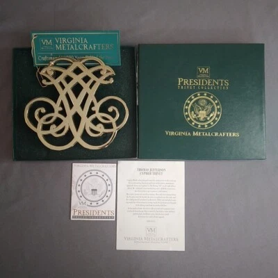$35 • Buy VINTAGE VIRGINIA METALCRAFTERS BRASS TRIVET President Thomas Jefferson Cipher VA