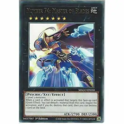 MAGO-EN058 Number 74: Master Of Blades | 1st Edition Rare YuGiOh Card Gold Title • £0.99