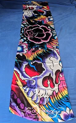 Ed Hardy By Christian Audigier 100% Silk Scarf Skulls Roses Multicolored Y2K  • $35