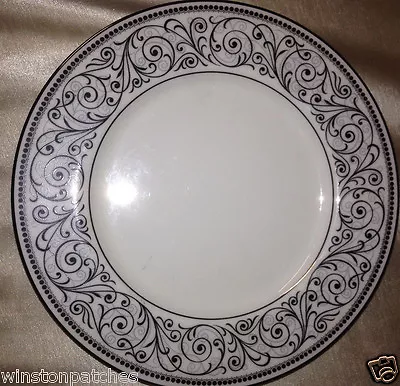 Mikasa Boulton Bread & Butter Plate 6.5  Black Gray Scrolls Platinum Trim Narumi • $19.99