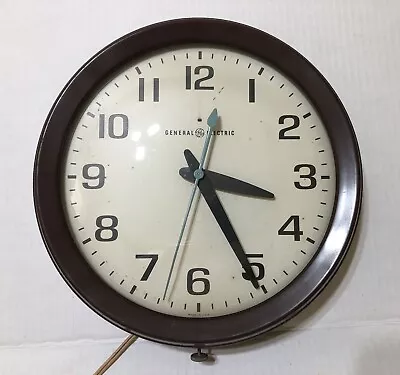 Vintage GENERAL ELECTRIC Industrial/School/Office Wall Clock - RARE SIZE - Works • $85