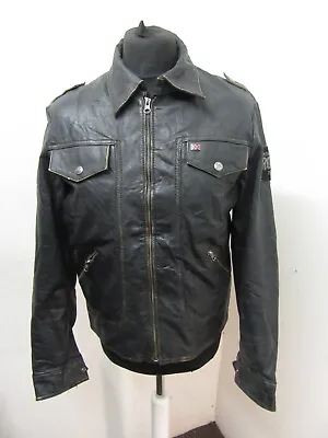 VINTAGE 80's REDSKINS LEATHER BRITISH MOTORCYCLES JACKET SIZE L RARE LTD EDT • $99.80