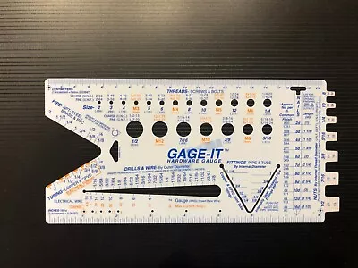 GAGE-IT Hardware Measuring Tool Metric & Inches For Pipe Threads Wire Drills+ • $4.68